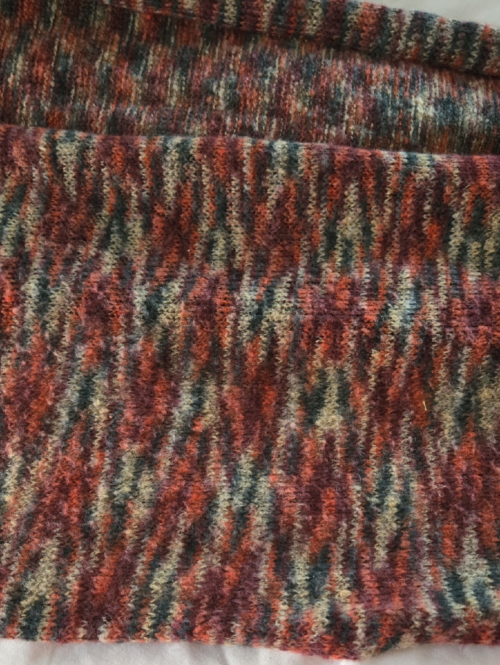Cozy Multi-Color Knit Scarf - Rust, Teal & Cream